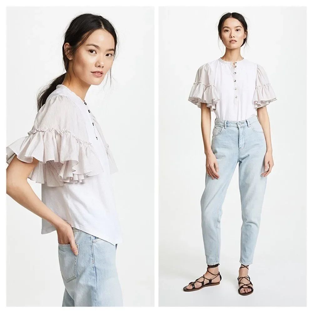 La Vie Rebecca Taylor Textured Stripe Jersey Top